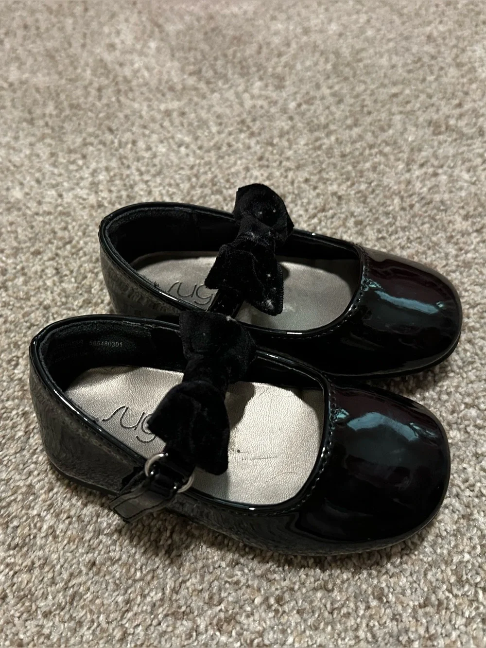 Sugar Black Patent Mary Jane with Velvet Bow